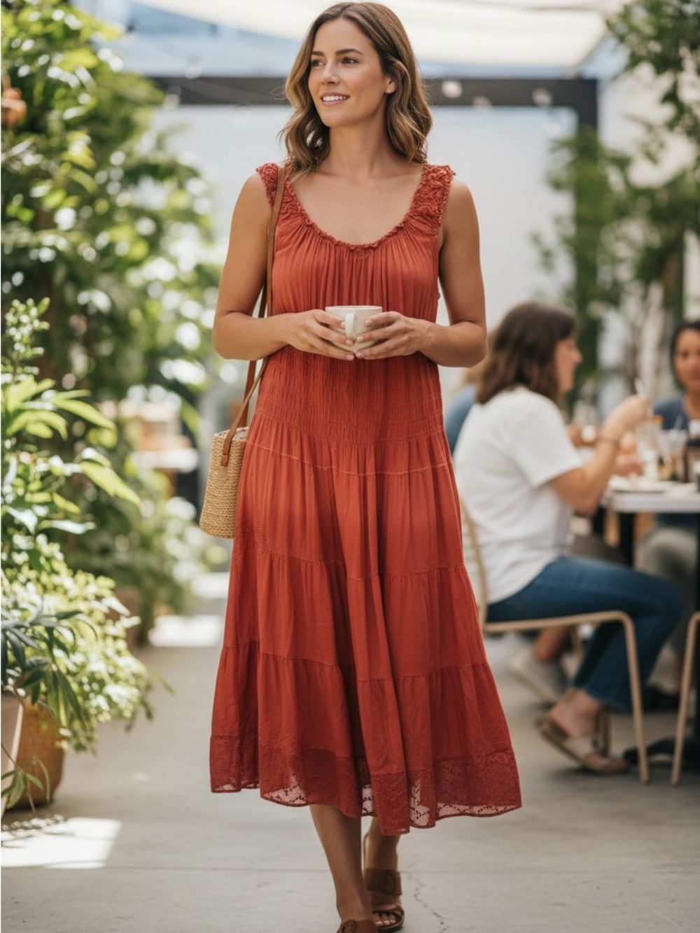 Sakkas Boho Tiered maxi Dress – Free Size